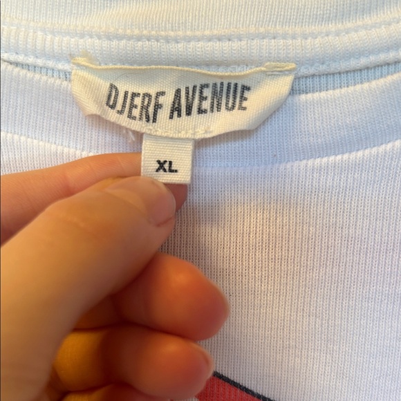 Djerf Avenue Cream Tee with Dog Graphic - Picture 3 of 7